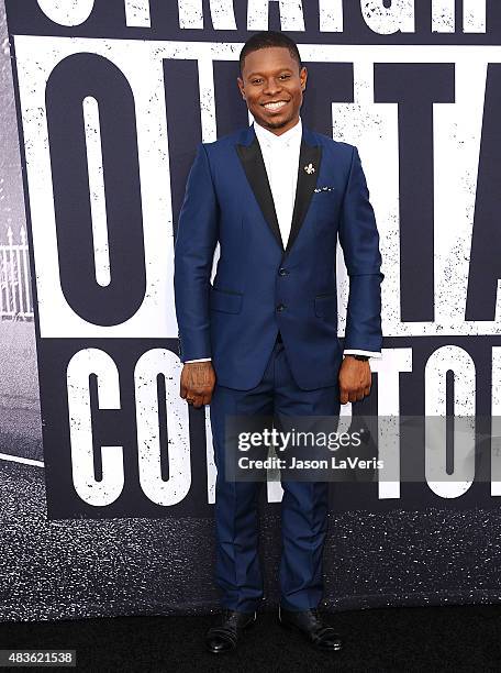 Actor Jason Mitchell attends the premiere of "Straight Outta Compton" at Microsoft Theater on August 10, 2015 in Los Angeles, California.