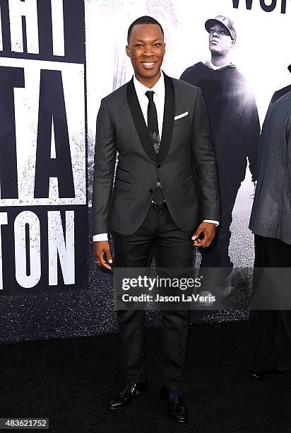 Actor Corey Hawkins attends the premiere of "Straight Outta Compton" at Microsoft Theater on August 10, 2015 in Los Angeles, California.