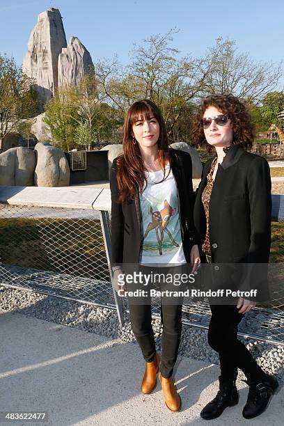 Singer Nolwenn Leroy and her sister Kay attend the Private visit of the Zoological Park of Paris due to reopen on April 12. On April 9, 2014 in...