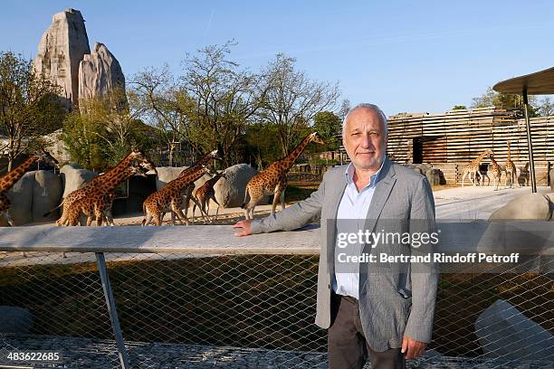 Actor Francois Berleand attends the Private visit of the Zoological Park of Paris due to reopen on April 12. On April 9, 2014 in Paris, France.