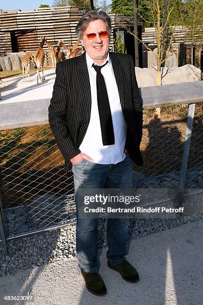 Actor Daniel Auteuil attends the Private visit of the Zoological Park of Paris due to reopen on April 12. On April 9, 2014 in Paris, France.