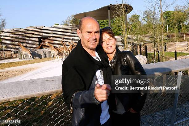 Humorist and actor Bernard Campan and his wife attend the Private visit of the Zoological Park of Paris due to reopen on April 12. On April 9, 2014...