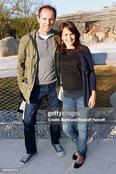 Jean-Philippe Doux and Solene Chavanne attend the Private visit of the Zoological Park of Paris due to reopen on April 12. On April 9, 2014 in Paris,...