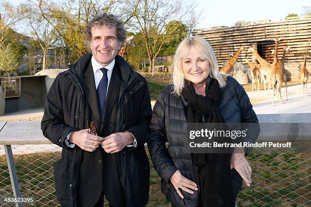 Julie Leclerc and her husband Gerard Leclerc attend the Private visit of the Zoological Park of Paris due to reopen on April 12. On April 9, 2014 in...