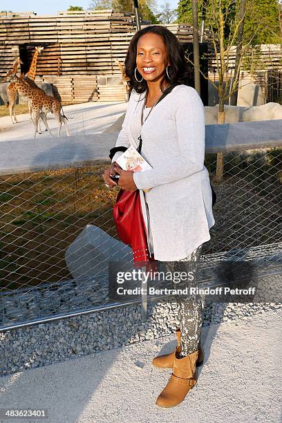 Laura Flessel attends the Private visit of the Zoological Park of Paris due to reopen on April 12. On April 9, 2014 in Paris, France.