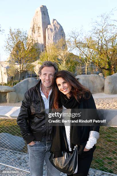 Actor Stephane Freiss with his wife Ursula attend the Private visit of the Zoological Park of Paris due to reopen on April 12. On April 9, 2014 in...