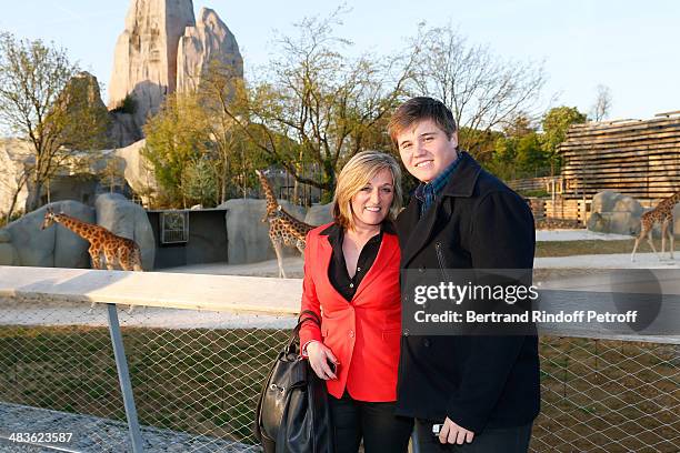 Valerie Douillet and her son Matteo attend the Private visit of the Zoological Park of Paris due to reopen on April 12. On April 9, 2014 in Paris,...