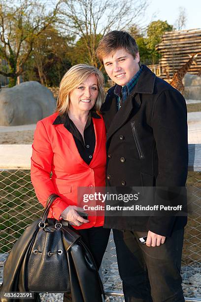 Valerie Douillet and her son Matteo attend the Private visit of the Zoological Park of Paris due to reopen on April 12. On April 9, 2014 in Paris,...