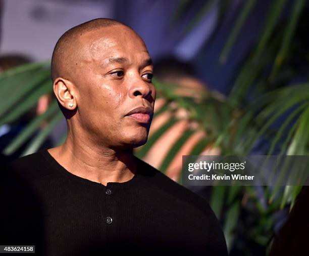 Rapper Dr. Dre appears at the after party for the premiere of Universal Pictures and Legendary Pictures' "Straight Outta Compton" at the Microsoft...