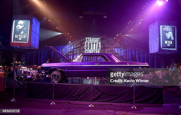 General view is shown at the after party for the premiere of Universal Pictures and Legendary Pictures' "Straight Outta Compton" at the Microsoft...