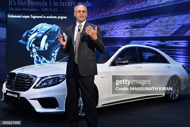 Managing Director and CEO of Mercedes-Benz India Eberhard Kern speaks to media during the Indian launch of the Mercedes-AMG S 63 in Bangalore on...