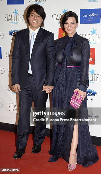 Laura Pausini and Paolo Carta attend Starlite Gala on August 9, 2015 in Marbella, Spain.