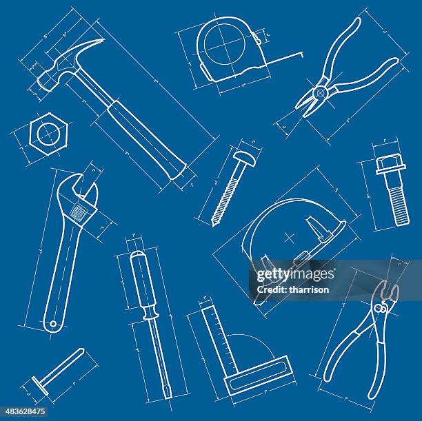 ilustraciones, imágenes clip art, dibujos animados e iconos de stock de bosquejo de herramientas de fondo - casco duro