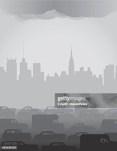 city smog or fog - pollution 幅插畫檔、美工圖案、卡通及圖標