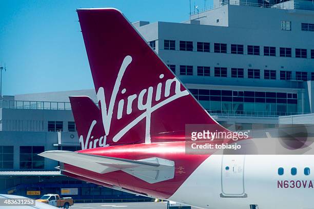 virgin america aircraft - virgin plane stock pictures, royalty-free photos & images