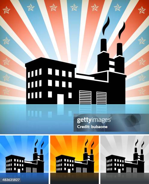 commercial factory building color set - building window reflection stock illustrations