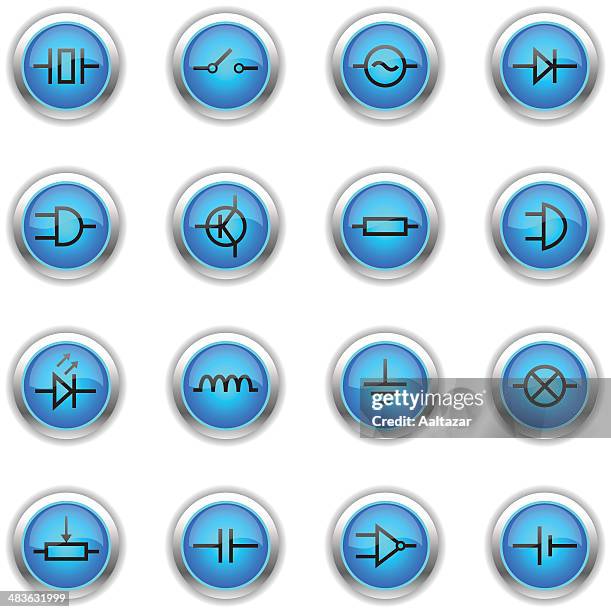 blue icons - electronic symbols - intercom stock illustrations