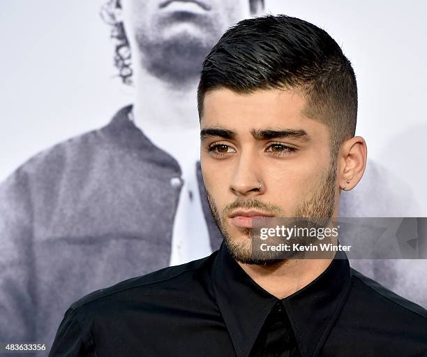 Singer Zayn Malik arrives at the premiere of Universal Pictures and Legendary Pictures' "Straight Outta Compton" at the Microsoft Theatre on August...