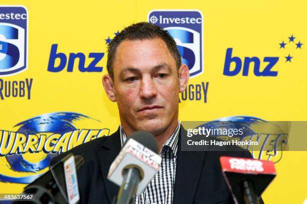 Coach Mark Hammett of the Hurricanes speaks to the media to announce he will not seek reappointment at the end of the 2014 season during a Hurricanes...