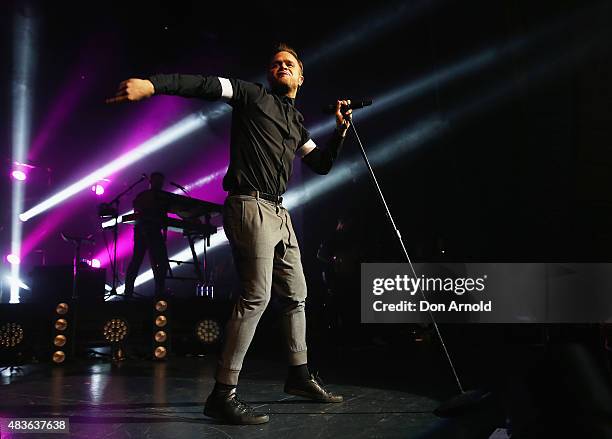 Olly Murs performs at Enmore Theatre on August 11, 2015 in Sydney, Australia.