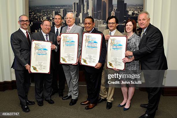 Councilmember Mitch O'Farrell, Councilman Paul Koretz, SVP of Programming at TCM, Charles Tabesh, actor Robert Osborne, Councilman Gil Cedillo, radio...