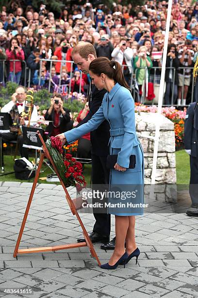 Prince William, Duke of Cambridge and Catherine, Duchess of Cambridge attend the wreath laying ceremony at the Blenheim War Memorial on April 10,...