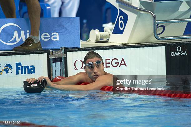 16th FINA World Championships: USA Connor Yaeger in pool after Men's 800M Freestyle Final at Kazan Arena. Kazan, Russia 8/5/2015 CREDIT: Thomas...