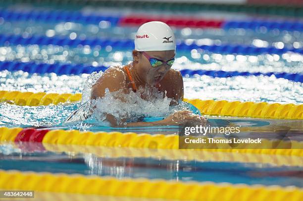 16th FINA World Championships: Japan Kanako Watanabe in action during Women's 200M Breaststroke Semifinal at Kazan Arena. Kazan, Russia 8/6/2015...