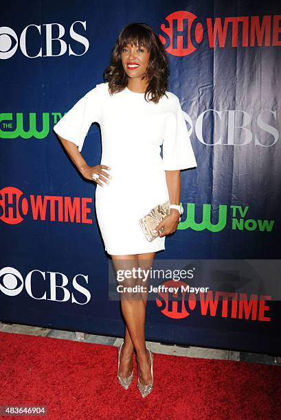 Actress Aisha Tyler arrives at the CBS, CW And Showtime 2015 Summer TCA Party at Pacific Design Center on August 10, 2015 in West Hollywood,...