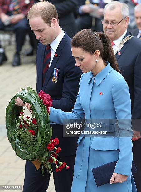 Catherine, Duchess of Cambridge and Prince William, Duke of Cambridge lay a wreath at Seymour Square during Day 4 of a Royal Tour to New Zealand on...