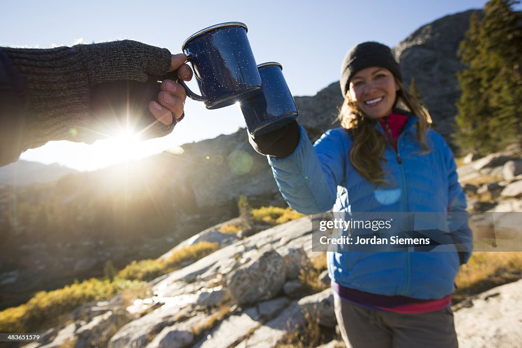 Backpacking in the mountains.