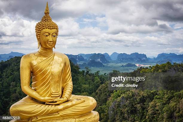 golden buddha - tiger cave temple / thailand - boeddha stockfoto's en -beelden