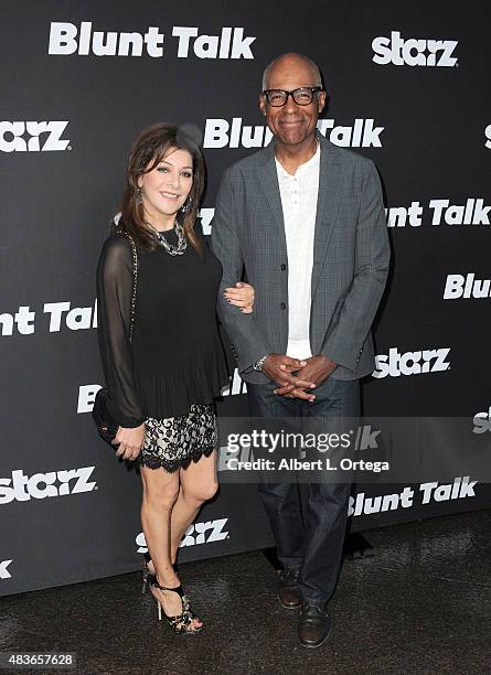 Actors Marina Sirtis and Michael Dorn arrives for the Premiere Of STARZ "Blunt Talk" held at DGA Theater on August 10, 2015 in Los Angeles,...