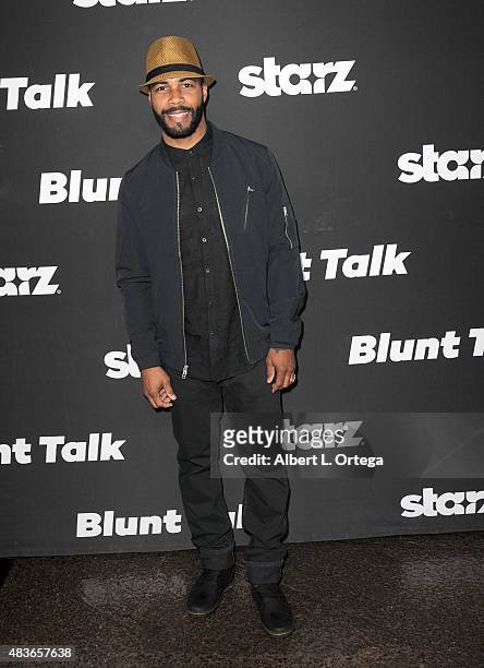 Actor Omari Hardwick arrives for the Premiere Of STARZ "Blunt Talk" held at DGA Theater on August 10, 2015 in Los Angeles, California.
