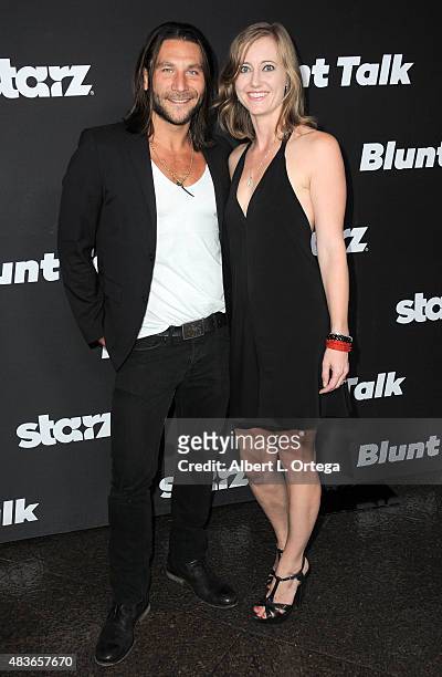 Actor Zach McGowan and Emily Johnson arrive for the Premiere Of STARZ "Blunt Talk" held at DGA Theater on August 10, 2015 in Los Angeles, California.