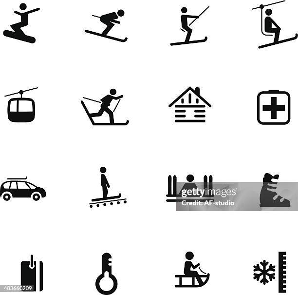 ski resort icons #7 - cross country icons stock illustrations