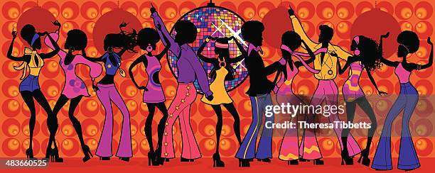 illustrations, cliparts, dessins animés et icônes de fête disco années 70 - coiffure afro