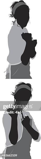 woman in apron - baker portrait stock illustrations