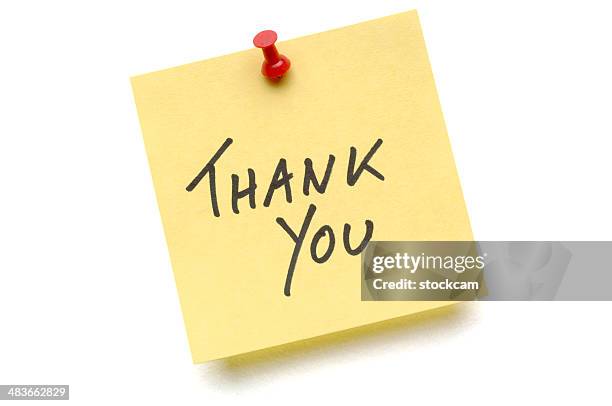 yellow thank you post-it note - thank you post it stock pictures, royalty-free photos & images