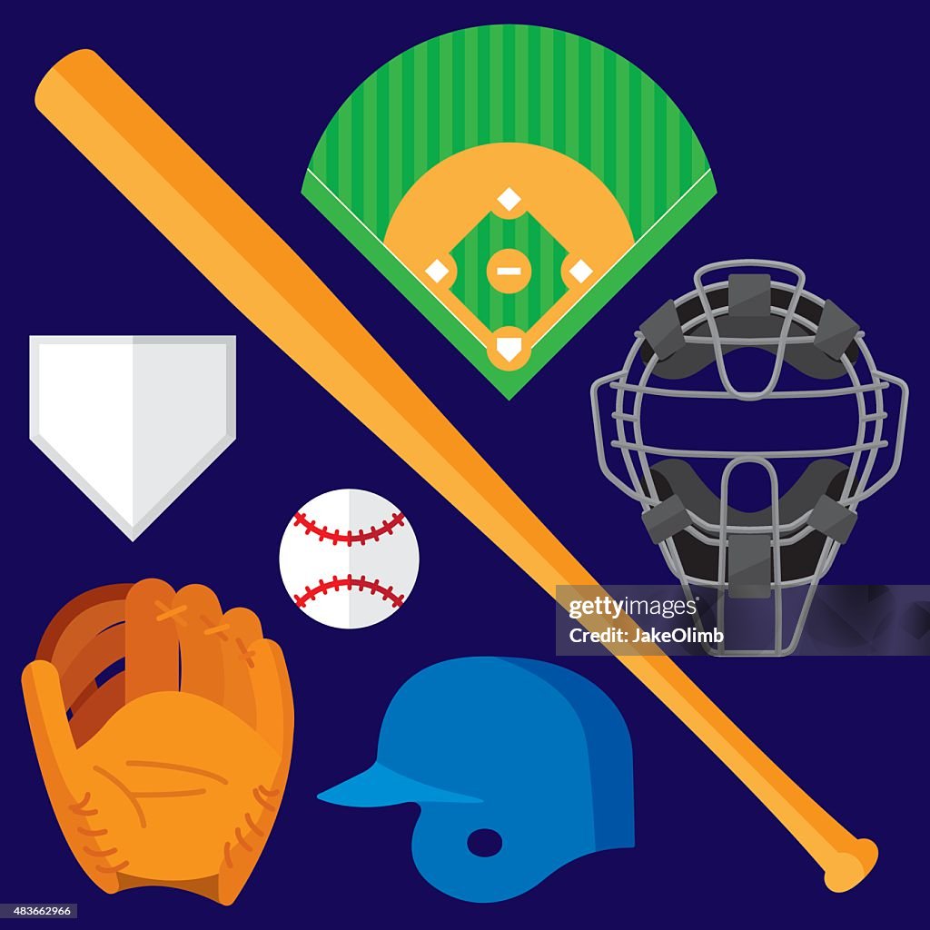 Baseball Items Flat