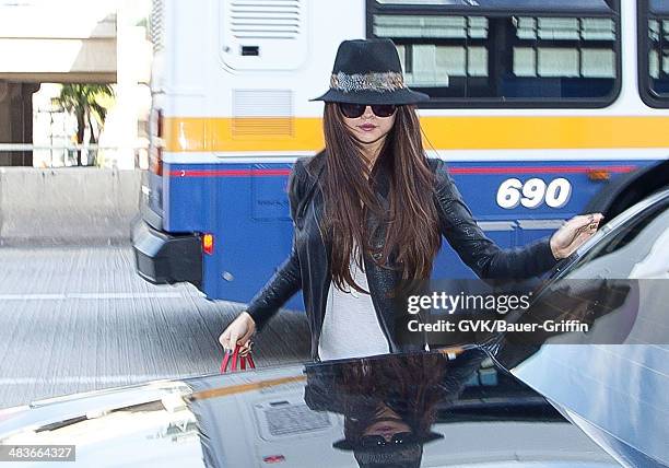 Selena Gomez is seen at Los Angeles International Airport on February 15, 2013 in Los Angeles, California.