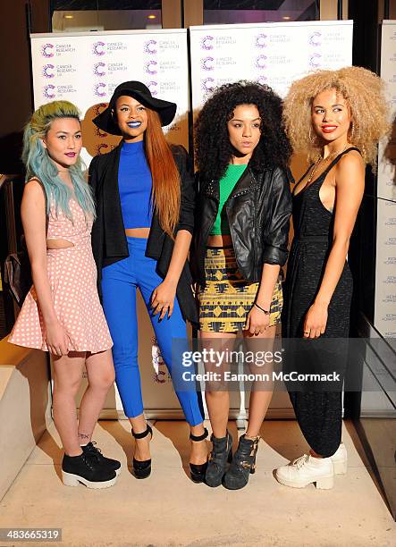 Asami Zdrenka, Amira McCarthy and Shereen Cutkelvin and Jess Plummer of Neon Jungle attend a fundraiser hosted by Journalist James Ingham in aid of...