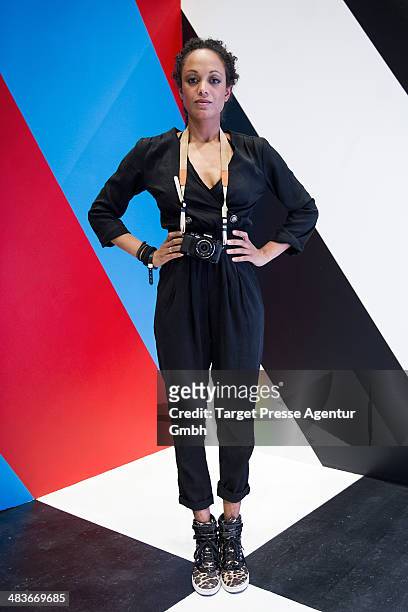 Milka Loff Fernandes attends the 'Olympus OM-D: Photography Playground' Opening at Opernwerkstaetten on April 9, 2014 in Berlin, Germany.