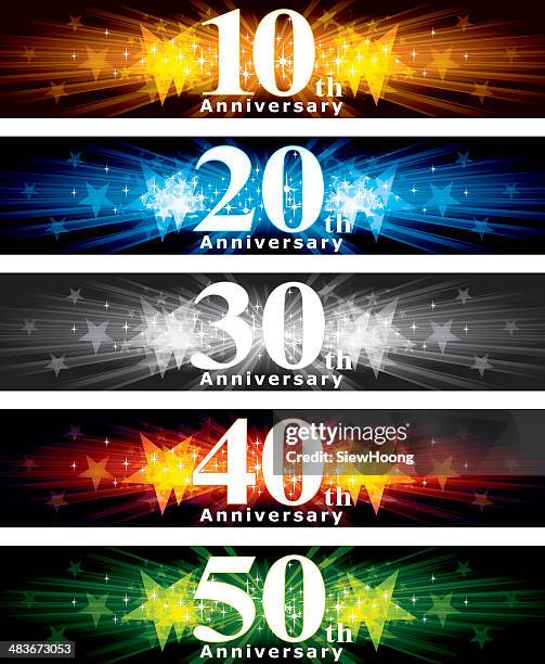 bildbanksillustrationer, clip art samt tecknat material och ikoner med anniversary banner - 50 54 år