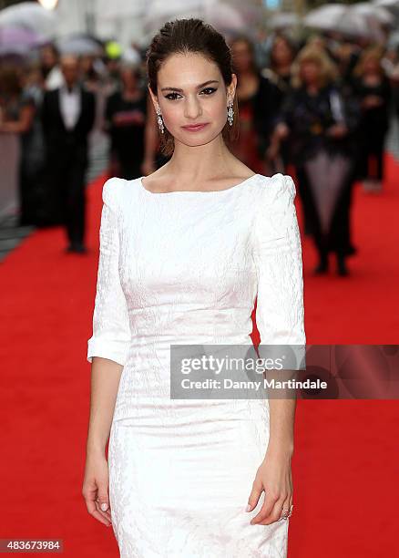 Lily James attends as BAFTA celebrate "Downton Abbey" at Richmond Theatre on August 11, 2015 in Richmond, England.