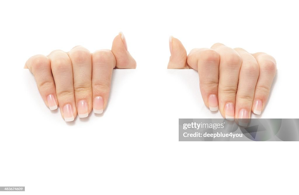 Hands holding blank paper card