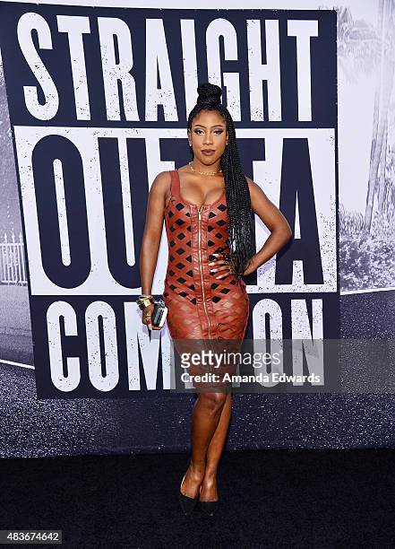 Singer-songwriter Sevyn Streeter arrives at the world premiere of Universal Pictures and Legendary Pictures' 'Straight Outta Compton' at the...