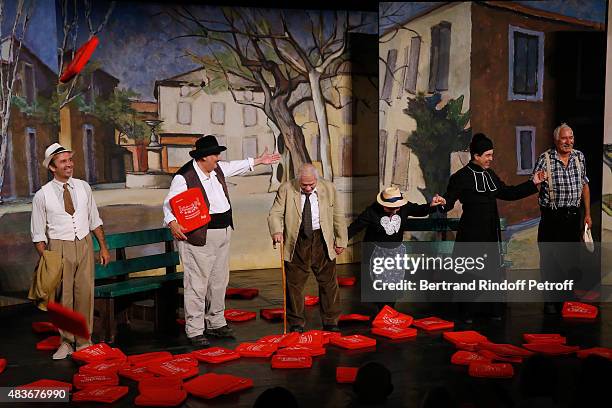 Actor and Stage Director of the piece Jean-Claude Baudracco, Michel Galabru, Andree Damant, Philippe Sablayrolles and Bernard Larmande acknowledge...