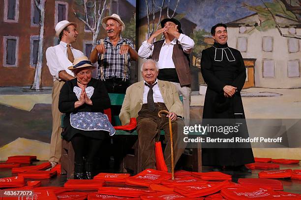 Actor Bernard Larmande, Actor and Stage Director of the piece Jean-Claude Baudracco, Actor Philippe Sablayrolles, Actors Andree Damant and Michel...