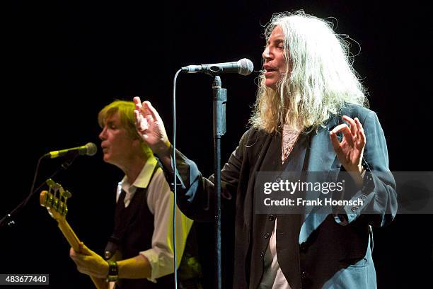 American singer Patti Smith performs live during a concert at the Tempodrom on August 11, 2015 in Berlin, Germany.